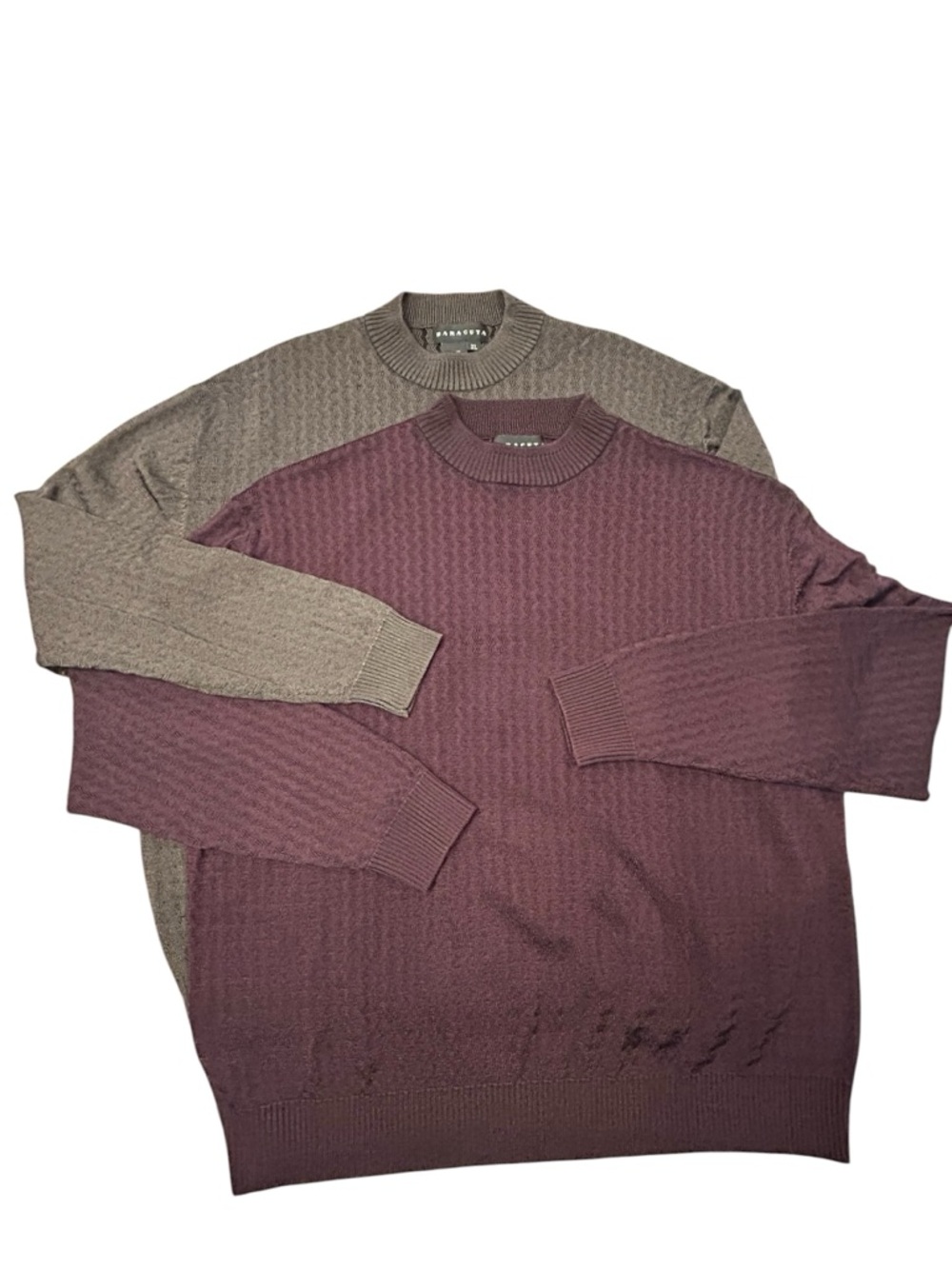 LOT OF 2 Baracuta Mens VTG Crewneck Sweaters- Brown and Burgundy XL Rayon Cotton